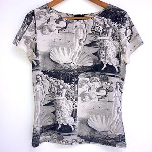 The Birth of Venus by Botticelli Black and White Blouse Size S